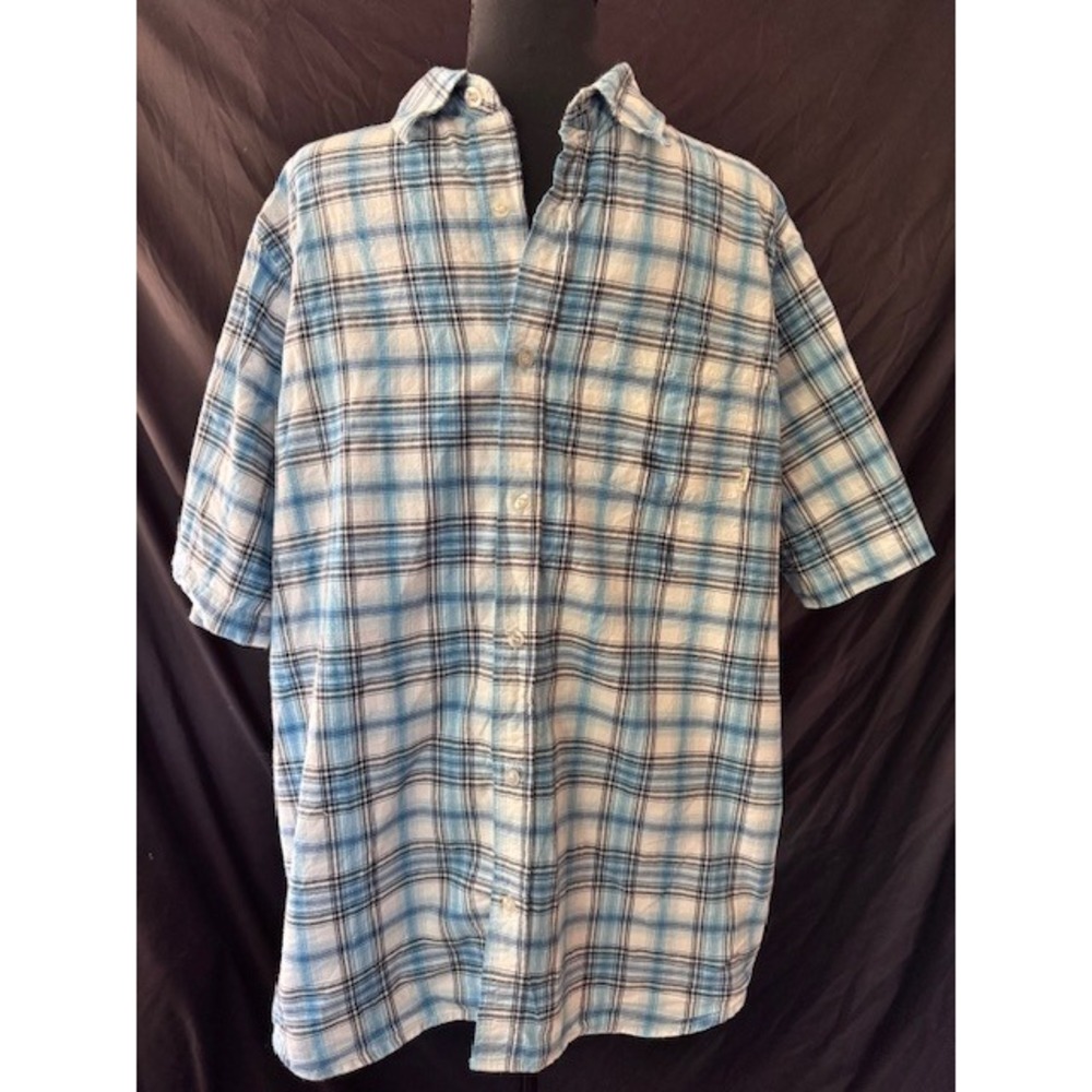 Billabong Mens Blue White Plaid Short Sleeve Button Down Shirt XL M550DZIS
